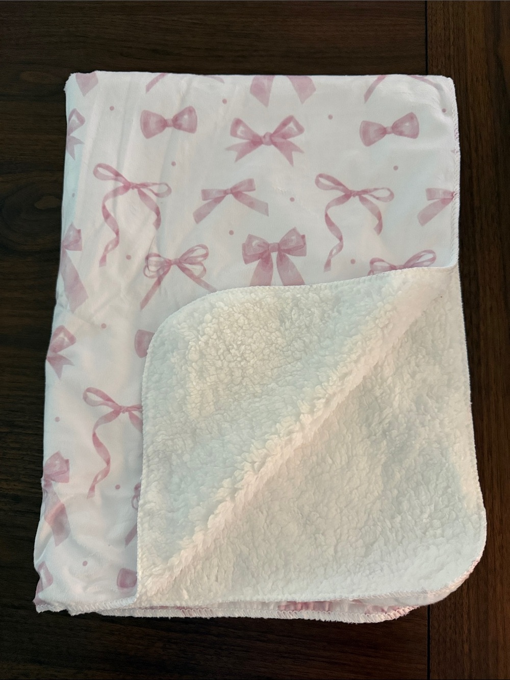 Never Used Pink Bow Sherpa Baby Blanket